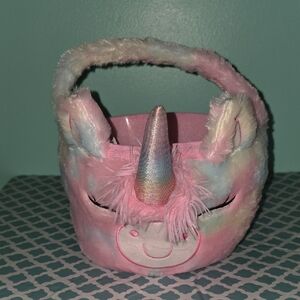 Pastel Pink Unicorn Plush Easter Basket